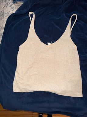 Women's Cream Knit Tank Top - Lightweight V-Neck Spaghetti Straps